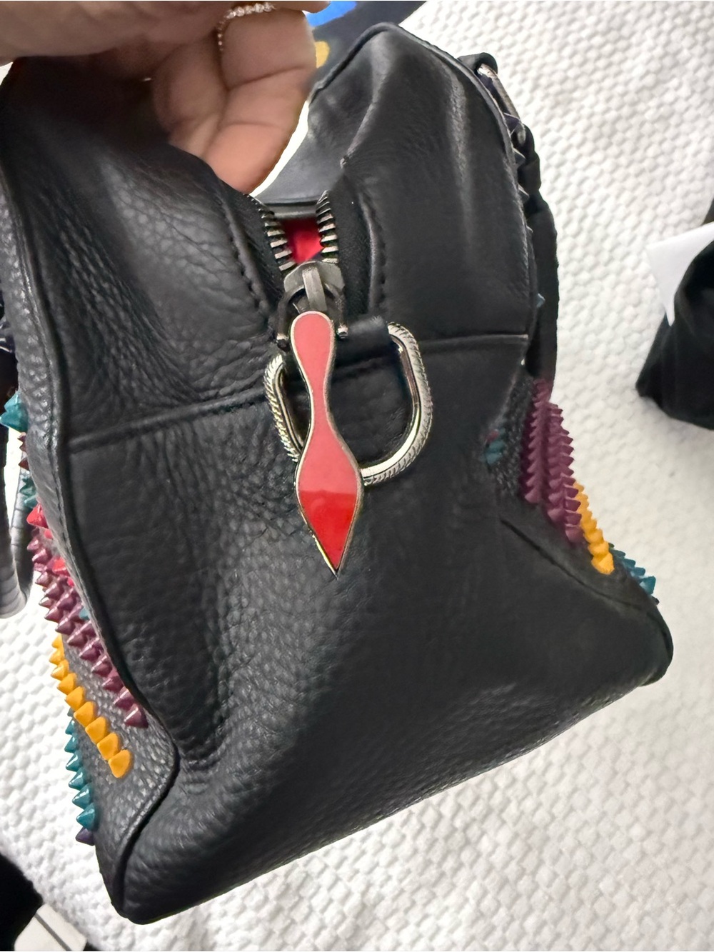 Christian Louboutin Black Dome Satchel with Multicolor Studs - Picture 7 of 7